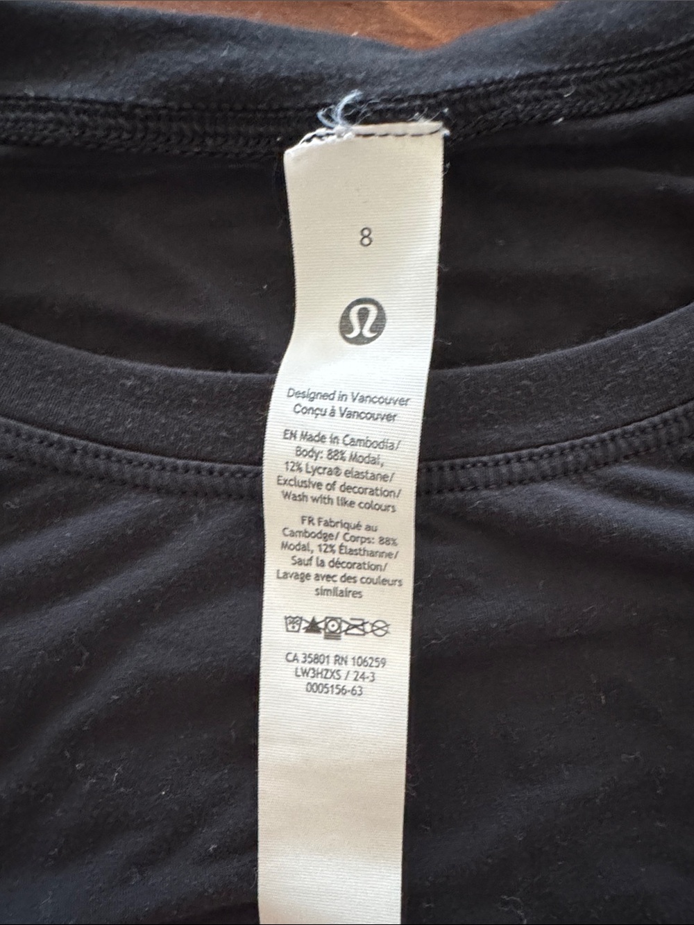 EUC lululemon Modal Relaxed-Fit Cropped Short-Sleeve Shirt Black 8 - Picture 4 of 5